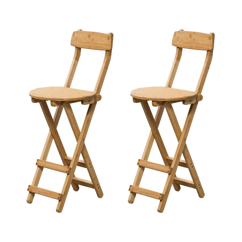Modern Backrest Folding Counter Stool Wood Restaurant Bar Stool with Footrest Natural 2 Piece Set Counter Stool(27"H) Clearhalo 'Bar Furniture' 'Bar Stools' 'bar_stools' 'furn' 'furn_bar_stools' 'furniture_bar_stools' 'Kitchen & Dining Furniture' 'kitchen&dining_furn' 'kitchen' 'kitchen_furn' Furniture' 4183804