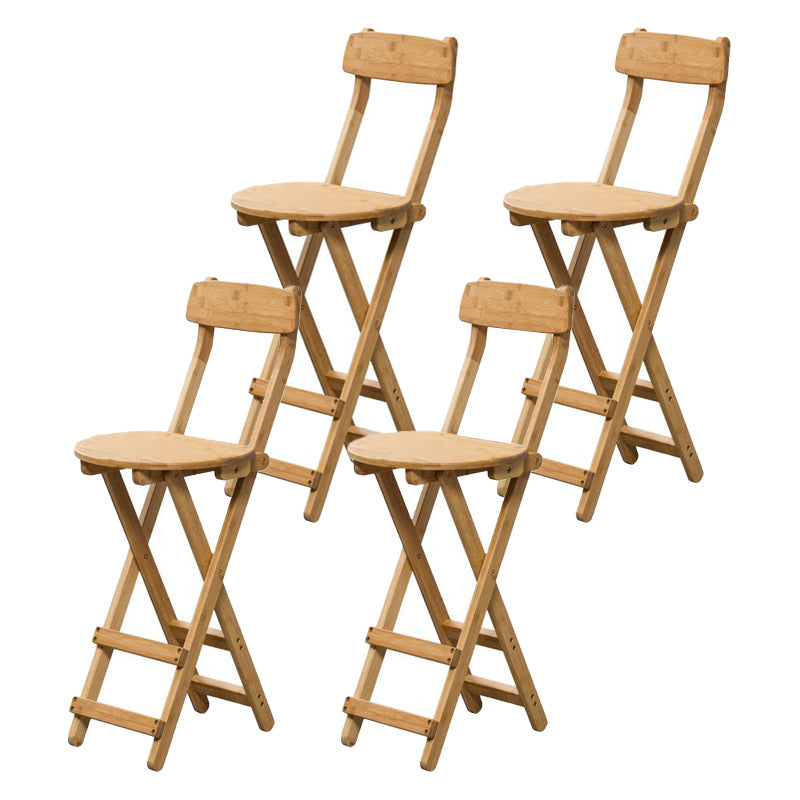Modern Backrest Folding Counter Stool Wood Restaurant Bar Stool with Footrest Natural 4 Piece Set Counter Stool(27"H) Clearhalo 'Bar Furniture' 'Bar Stools' 'bar_stools' 'furn' 'furn_bar_stools' 'furniture_bar_stools' 'Kitchen & Dining Furniture' 'kitchen&dining_furn' 'kitchen' 'kitchen_furn' Furniture' 4183805