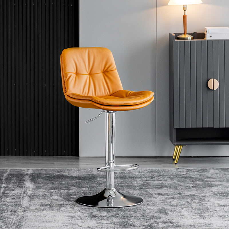 Swivel Iron Counter Height Stools Modern Adjustable Indoor Footrest Bar Stool Silver Orange 1 Piece Clearhalo 'Bar Furniture' 'Bar Stools' 'bar_stools' 'furn' 'furn_bar_stools' 'furniture_bar_stools' 'Kitchen & Dining Furniture' 'kitchen&dining_furn' 'kitchen' 'kitchen_furn' Furniture' 4183811