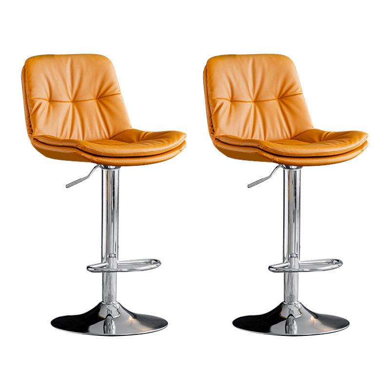 Swivel Iron Counter Height Stools Modern Adjustable Indoor Footrest Bar Stool Silver Orange 2 Piece Set Clearhalo 'Bar Furniture' 'Bar Stools' 'bar_stools' 'furn' 'furn_bar_stools' 'furniture_bar_stools' 'Kitchen & Dining Furniture' 'kitchen&dining_furn' 'kitchen' 'kitchen_furn' Furniture' 4183813