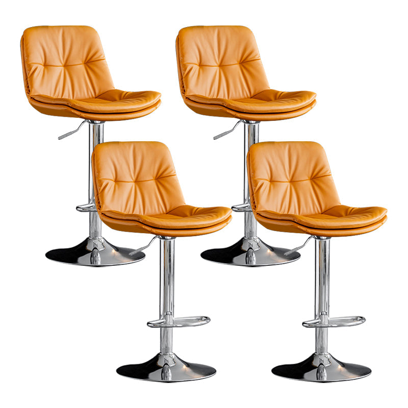 Swivel Iron Counter Height Stools Modern Adjustable Indoor Footrest Bar Stool Silver Orange 4 Piece Set Clearhalo 'Bar Furniture' 'Bar Stools' 'bar_stools' 'furn' 'furn_bar_stools' 'furniture_bar_stools' 'Kitchen & Dining Furniture' 'kitchen&dining_furn' 'kitchen' 'kitchen_furn' Furniture' 4183815