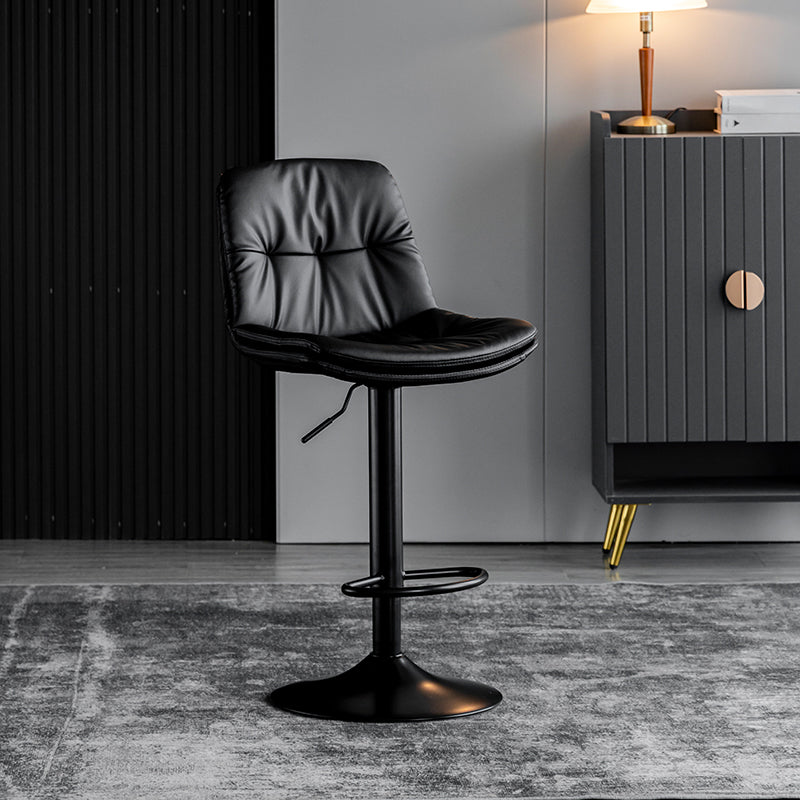 Swivel Iron Counter Height Stools Modern Adjustable Indoor Footrest Bar Stool Black Black 1 Piece Clearhalo 'Bar Furniture' 'Bar Stools' 'bar_stools' 'furn' 'furn_bar_stools' 'furniture_bar_stools' 'Kitchen & Dining Furniture' 'kitchen&dining_furn' 'kitchen' 'kitchen_furn' Furniture' 4183816