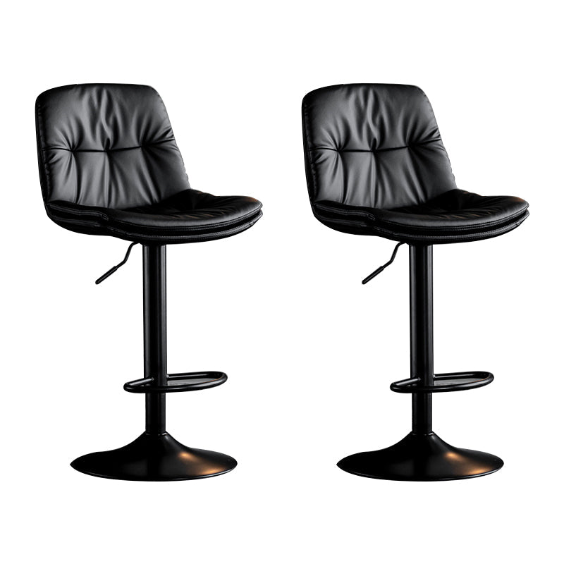 Swivel Iron Counter Height Stools Modern Adjustable Indoor Footrest Bar Stool Black Black 2 Piece Set Clearhalo 'Bar Furniture' 'Bar Stools' 'bar_stools' 'furn' 'furn_bar_stools' 'furniture_bar_stools' 'Kitchen & Dining Furniture' 'kitchen&dining_furn' 'kitchen' 'kitchen_furn' Furniture' 4183819