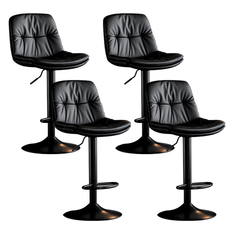 Swivel Iron Counter Height Stools Modern Adjustable Indoor Footrest Bar Stool Black Black 4 Piece Set Clearhalo 'Bar Furniture' 'Bar Stools' 'bar_stools' 'furn' 'furn_bar_stools' 'furniture_bar_stools' 'Kitchen & Dining Furniture' 'kitchen&dining_furn' 'kitchen' 'kitchen_furn' Furniture' 4183820