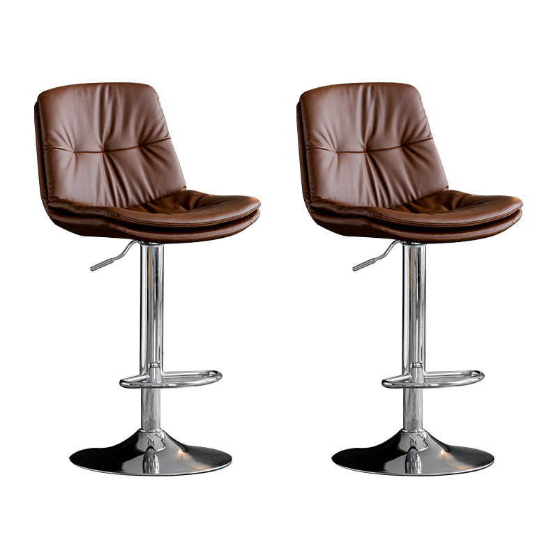 Swivel Iron Counter Height Stools Modern Adjustable Indoor Footrest Bar Stool Silver Brown 2 Piece Set Clearhalo 'Bar Furniture' 'Bar Stools' 'bar_stools' 'furn' 'furn_bar_stools' 'furniture_bar_stools' 'Kitchen & Dining Furniture' 'kitchen&dining_furn' 'kitchen' 'kitchen_furn' Furniture' 4183825