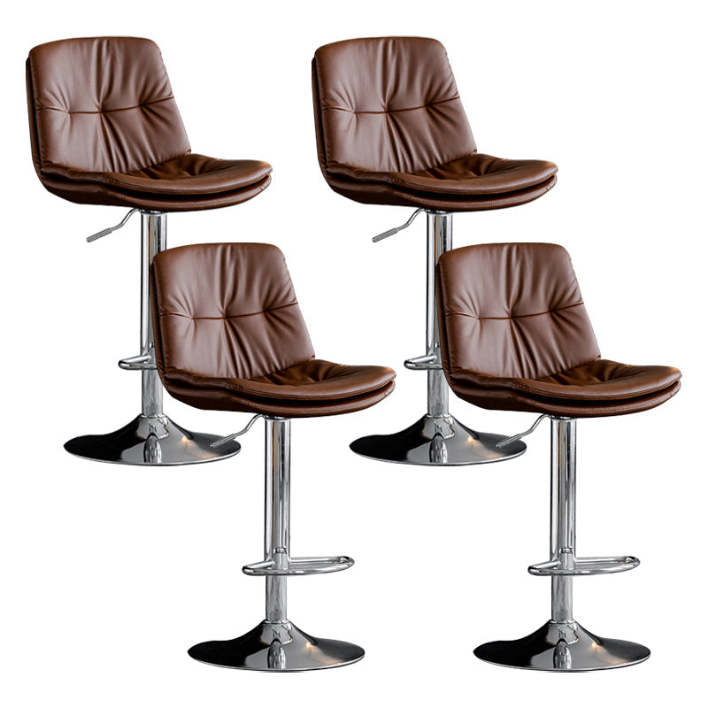 Swivel Iron Counter Height Stools Modern Adjustable Indoor Footrest Bar Stool Silver Brown 4 Piece Set Clearhalo 'Bar Furniture' 'Bar Stools' 'bar_stools' 'furn' 'furn_bar_stools' 'furniture_bar_stools' 'Kitchen & Dining Furniture' 'kitchen&dining_furn' 'kitchen' 'kitchen_furn' Furniture' 4183826