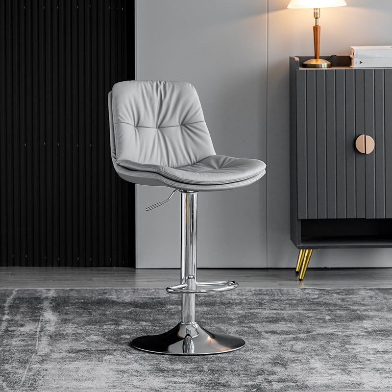 Swivel Iron Counter Height Stools Modern Adjustable Indoor Footrest Bar Stool Silver Gray 1 Piece Clearhalo 'Bar Furniture' 'Bar Stools' 'bar_stools' 'furn' 'furn_bar_stools' 'furniture_bar_stools' 'Kitchen & Dining Furniture' 'kitchen&dining_furn' 'kitchen' 'kitchen_furn' Furniture' 4183835
