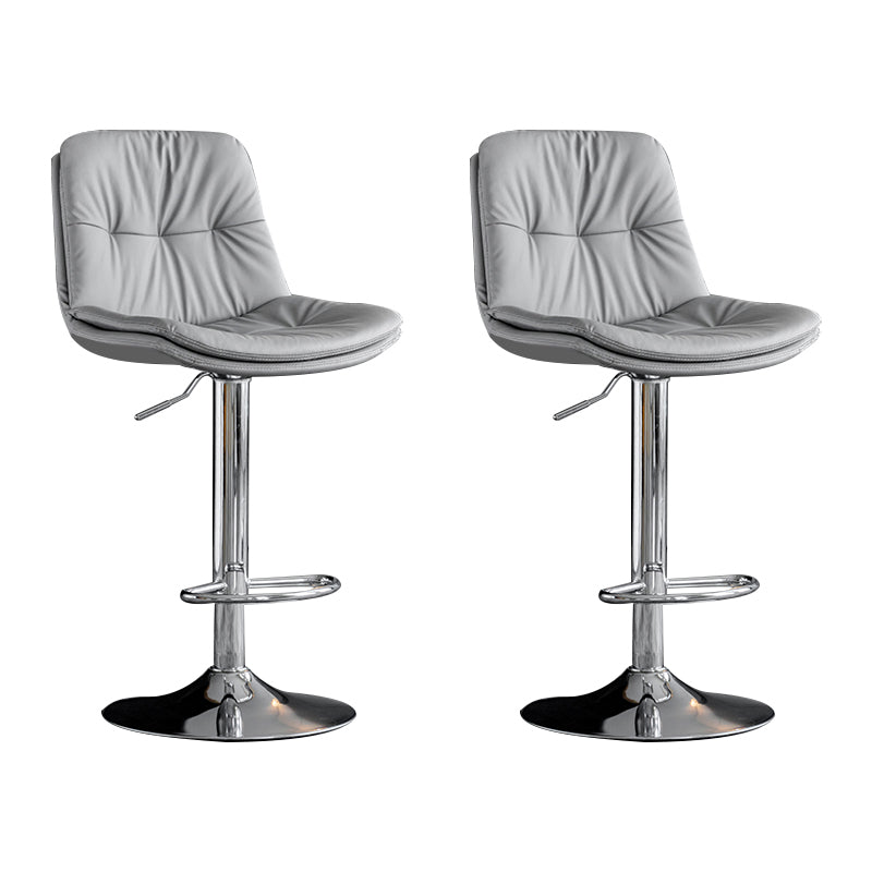 Swivel Iron Counter Height Stools Modern Adjustable Indoor Footrest Bar Stool Silver Gray 2 Piece Set Clearhalo 'Bar Furniture' 'Bar Stools' 'bar_stools' 'furn' 'furn_bar_stools' 'furniture_bar_stools' 'Kitchen & Dining Furniture' 'kitchen&dining_furn' 'kitchen' 'kitchen_furn' Furniture' 4183836