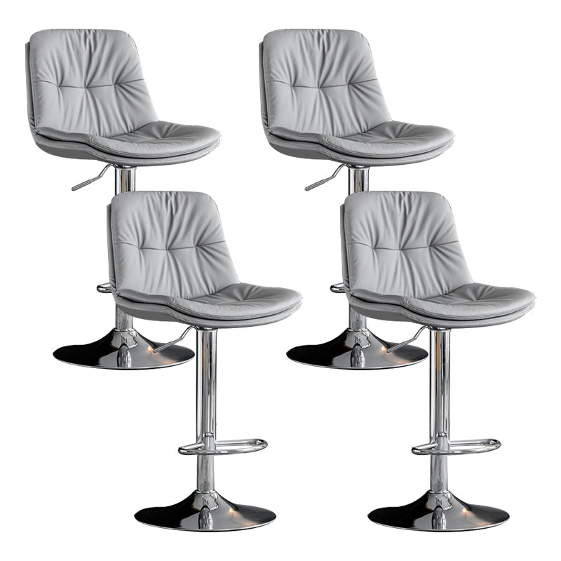Swivel Iron Counter Height Stools Modern Adjustable Indoor Footrest Bar Stool Silver Gray 4 Piece Set Clearhalo 'Bar Furniture' 'Bar Stools' 'bar_stools' 'furn' 'furn_bar_stools' 'furniture_bar_stools' 'Kitchen & Dining Furniture' 'kitchen&dining_furn' 'kitchen' 'kitchen_furn' Furniture' 4183837