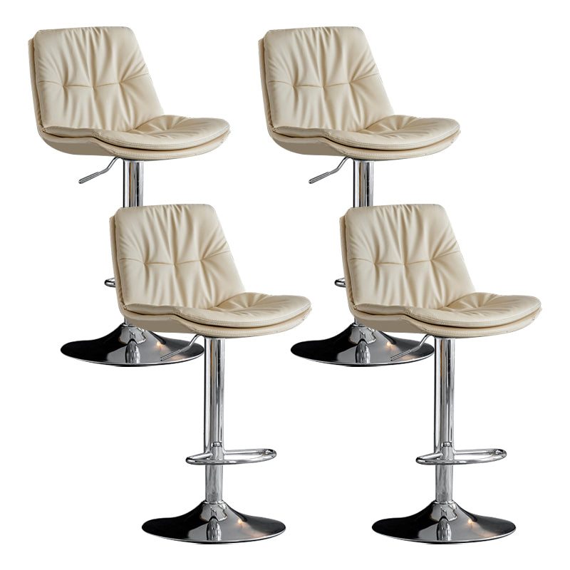 Swivel Iron Counter Height Stools Modern Adjustable Indoor Footrest Bar Stool Silver Beige 4 Piece Set Clearhalo 'Bar Furniture' 'Bar Stools' 'bar_stools' 'furn' 'furn_bar_stools' 'furniture_bar_stools' 'Kitchen & Dining Furniture' 'kitchen&dining_furn' 'kitchen' 'kitchen_furn' Furniture' 4183843