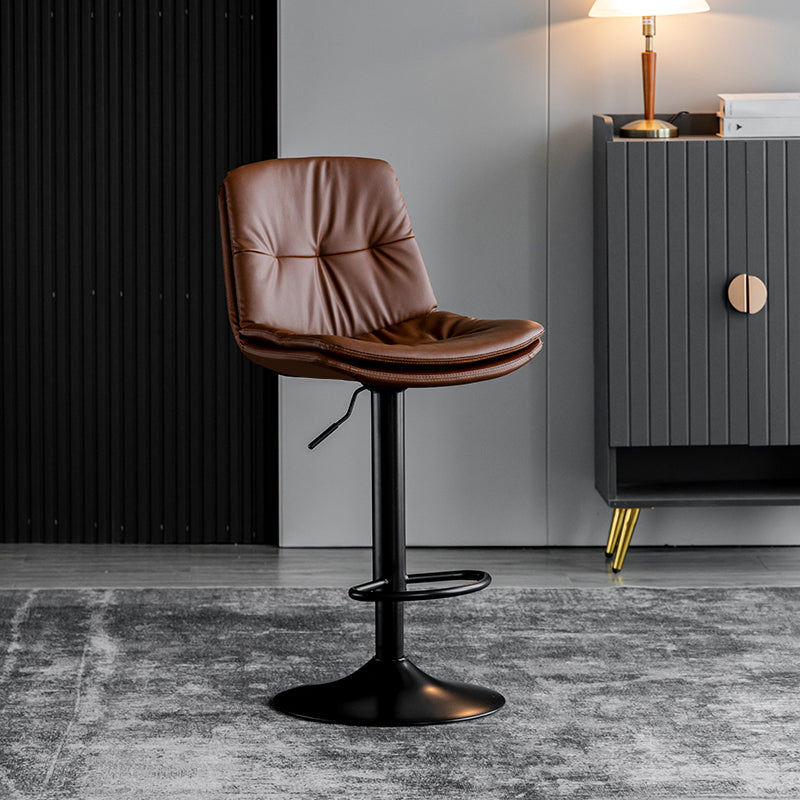 Swivel Iron Counter Height Stools Modern Adjustable Indoor Footrest Bar Stool Black Brown 1 Piece Clearhalo 'Bar Furniture' 'Bar Stools' 'bar_stools' 'furn' 'furn_bar_stools' 'furniture_bar_stools' 'Kitchen & Dining Furniture' 'kitchen&dining_furn' 'kitchen' 'kitchen_furn' Furniture' 4183844