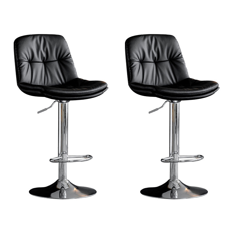 Swivel Iron Counter Height Stools Modern Adjustable Indoor Footrest Bar Stool Silver Black 2 Piece Set Clearhalo 'Bar Furniture' 'Bar Stools' 'bar_stools' 'furn' 'furn_bar_stools' 'furniture_bar_stools' 'Kitchen & Dining Furniture' 'kitchen&dining_furn' 'kitchen' 'kitchen_furn' Furniture' 4183851