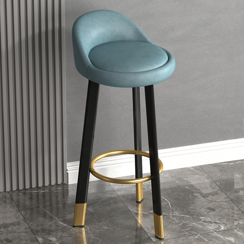 Modern Backrest Armless Counter Stool Steel Cashier Bar Stool with Cushion and Footrest Blue Black Clearhalo 'Bar Furniture' 'Bar Stools' 'bar_stools' 'furn' 'furn_bar_stools' 'furniture_bar_stools' 'Kitchen & Dining Furniture' 'kitchen&dining_furn' 'kitchen' 'kitchen_furn' Furniture' 4183878