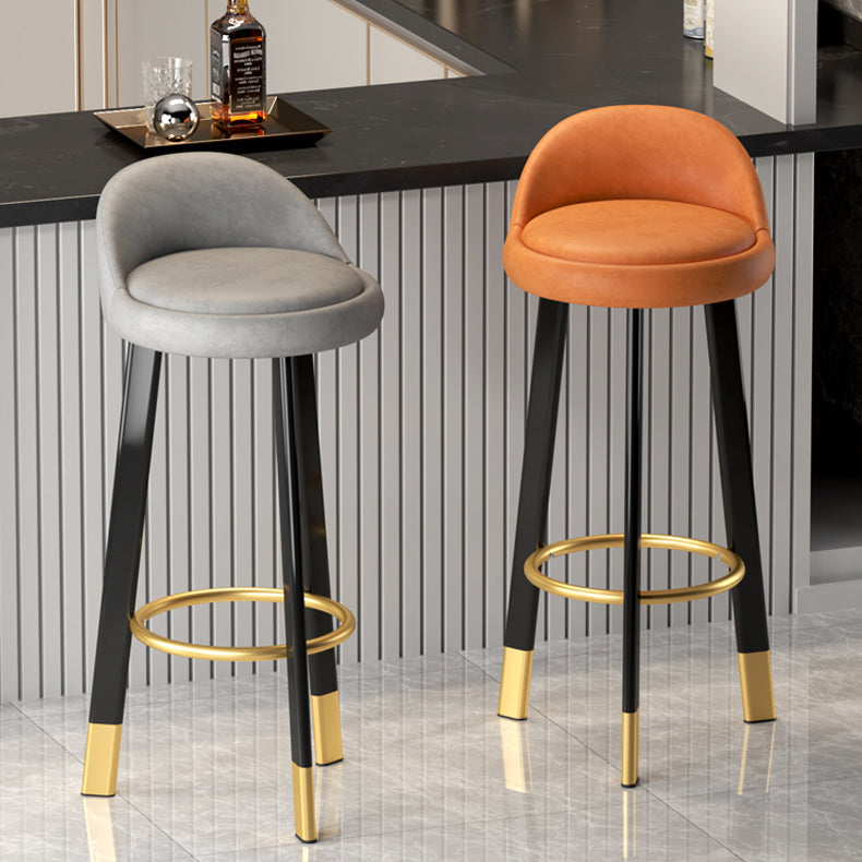 Modern Backrest Armless Counter Stool Steel Cashier Bar Stool with Cushion and Footrest Clearhalo 'Bar Furniture' 'Bar Stools' 'bar_stools' 'furn' 'furn_bar_stools' 'furniture_bar_stools' 'Kitchen & Dining Furniture' 'kitchen&dining_furn' 'kitchen' 'kitchen_furn' Furniture' 4183880