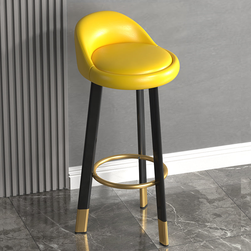 Modern Backrest Armless Counter Stool Steel Cashier Bar Stool with Cushion and Footrest Yellow Black Clearhalo 'Bar Furniture' 'Bar Stools' 'bar_stools' 'furn' 'furn_bar_stools' 'furniture_bar_stools' 'Kitchen & Dining Furniture' 'kitchen&dining_furn' 'kitchen' 'kitchen_furn' Furniture' 4183881