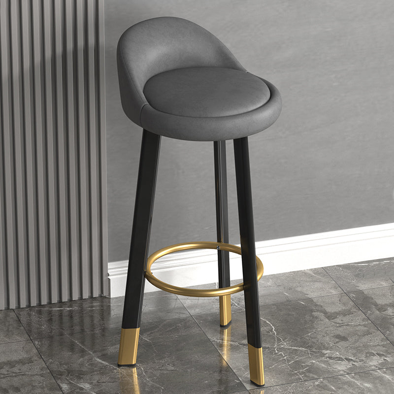 Modern Backrest Armless Counter Stool Steel Cashier Bar Stool with Cushion and Footrest Dark Gray Black Clearhalo 'Bar Furniture' 'Bar Stools' 'bar_stools' 'furn' 'furn_bar_stools' 'furniture_bar_stools' 'Kitchen & Dining Furniture' 'kitchen&dining_furn' 'kitchen' 'kitchen_furn' Furniture' 4183885