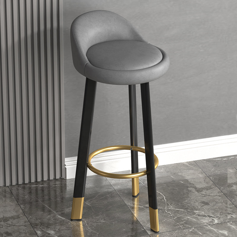 Modern Backrest Armless Counter Stool Steel Cashier Bar Stool with Cushion and Footrest Light Gray Black Clearhalo 'Bar Furniture' 'Bar Stools' 'bar_stools' 'furn' 'furn_bar_stools' 'furniture_bar_stools' 'Kitchen & Dining Furniture' 'kitchen&dining_furn' 'kitchen' 'kitchen_furn' Furniture' 4183890
