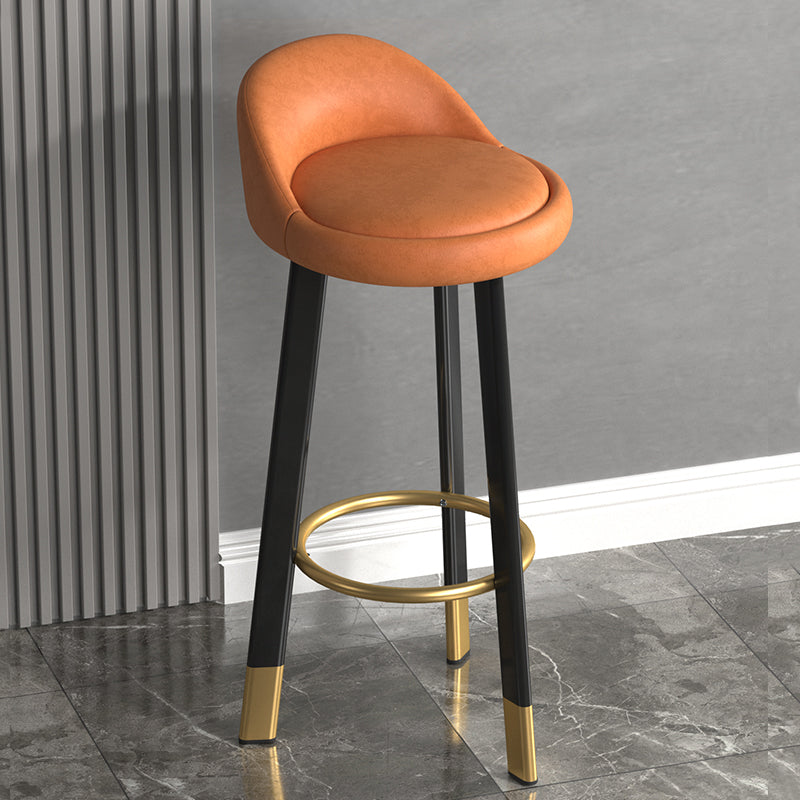 Modern Backrest Armless Counter Stool Steel Cashier Bar Stool with Cushion and Footrest Orange Black Clearhalo 'Bar Furniture' 'Bar Stools' 'bar_stools' 'furn' 'furn_bar_stools' 'furniture_bar_stools' 'Kitchen & Dining Furniture' 'kitchen&dining_furn' 'kitchen' 'kitchen_furn' Furniture' 4183892