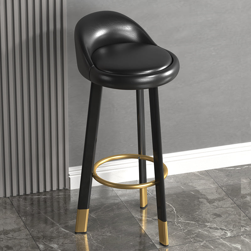 Modern Backrest Armless Counter Stool Steel Cashier Bar Stool with Cushion and Footrest Black Black Clearhalo 'Bar Furniture' 'Bar Stools' 'bar_stools' 'furn' 'furn_bar_stools' 'furniture_bar_stools' 'Kitchen & Dining Furniture' 'kitchen&dining_furn' 'kitchen' 'kitchen_furn' Furniture' 4183893