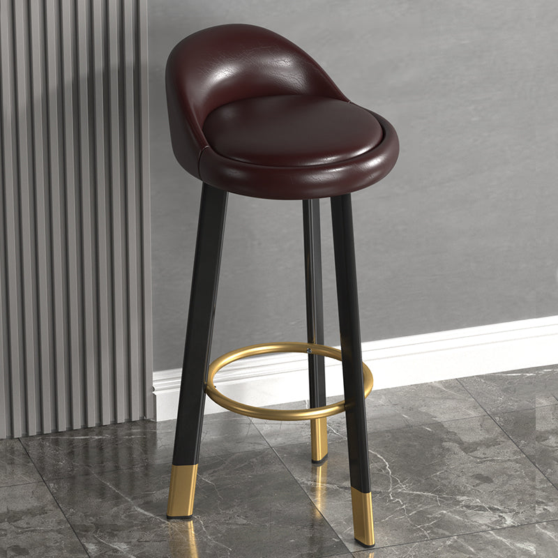 Modern Backrest Armless Counter Stool Steel Cashier Bar Stool with Cushion and Footrest Brown Black Clearhalo 'Bar Furniture' 'Bar Stools' 'bar_stools' 'furn' 'furn_bar_stools' 'furniture_bar_stools' 'Kitchen & Dining Furniture' 'kitchen&dining_furn' 'kitchen' 'kitchen_furn' Furniture' 4183896