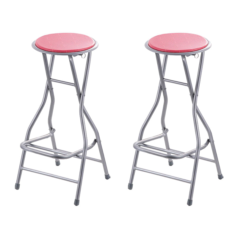 Modern Steel Low Back Counter Stools Round Folding Footrest Bar Stool for Bar Red Backless 2 Piece Set Clearhalo 'Bar Furniture' 'Bar Stools' 'bar_stools' 'furn' 'furn_bar_stools' 'furniture_bar_stools' 'Kitchen & Dining Furniture' 'kitchen&dining_furn' 'kitchen' 'kitchen_furn' Furniture' 4183903