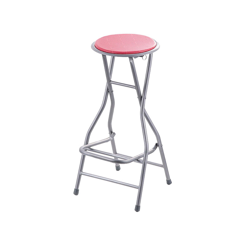Modern Steel Low Back Counter Stools Round Folding Footrest Bar Stool for Bar Red Backless 1 Piece Clearhalo 'Bar Furniture' 'Bar Stools' 'bar_stools' 'furn' 'furn_bar_stools' 'furniture_bar_stools' 'Kitchen & Dining Furniture' 'kitchen&dining_furn' 'kitchen' 'kitchen_furn' Furniture' 4183913