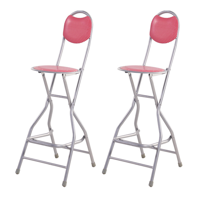 Modern Steel Low Back Counter Stools Round Folding Footrest Bar Stool for Bar Red With Back 2 Piece Set Clearhalo 'Bar Furniture' 'Bar Stools' 'bar_stools' 'furn' 'furn_bar_stools' 'furniture_bar_stools' 'Kitchen & Dining Furniture' 'kitchen&dining_furn' 'kitchen' 'kitchen_furn' Furniture' 4183918