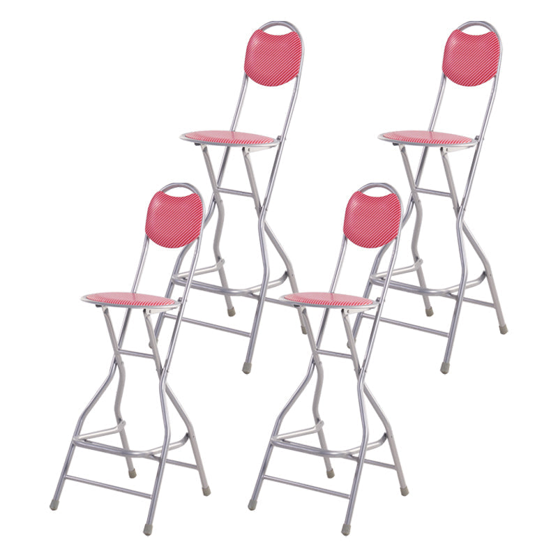 Modern Steel Low Back Counter Stools Round Folding Footrest Bar Stool for Bar Red With Back 4 Piece Set Clearhalo 'Bar Furniture' 'Bar Stools' 'bar_stools' 'furn' 'furn_bar_stools' 'furniture_bar_stools' 'Kitchen & Dining Furniture' 'kitchen&dining_furn' 'kitchen' 'kitchen_furn' Furniture' 4183919
