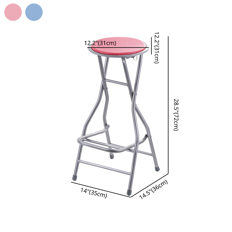 Modern Steel Low Back Counter Stools Round Folding Footrest Bar Stool for Bar Clearhalo 'Bar Furniture' 'Bar Stools' 'bar_stools' 'furn' 'furn_bar_stools' 'furniture_bar_stools' 'Kitchen & Dining Furniture' 'kitchen&dining_furn' 'kitchen' 'kitchen_furn' Furniture' 4183921