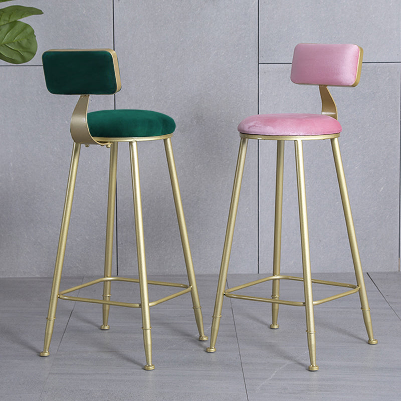 Glam Backrest Armless Counter Stool Iron Beauty Shop Bar Stool with Suede Cushion Clearhalo 'Bar Furniture' 'Bar Stools' 'bar_stools' 'furn' 'furn_bar_stools' 'furniture_bar_stools' 'Kitchen & Dining Furniture' 'kitchen&dining_furn' 'kitchen' 'kitchen_furn' Furniture' 4183949