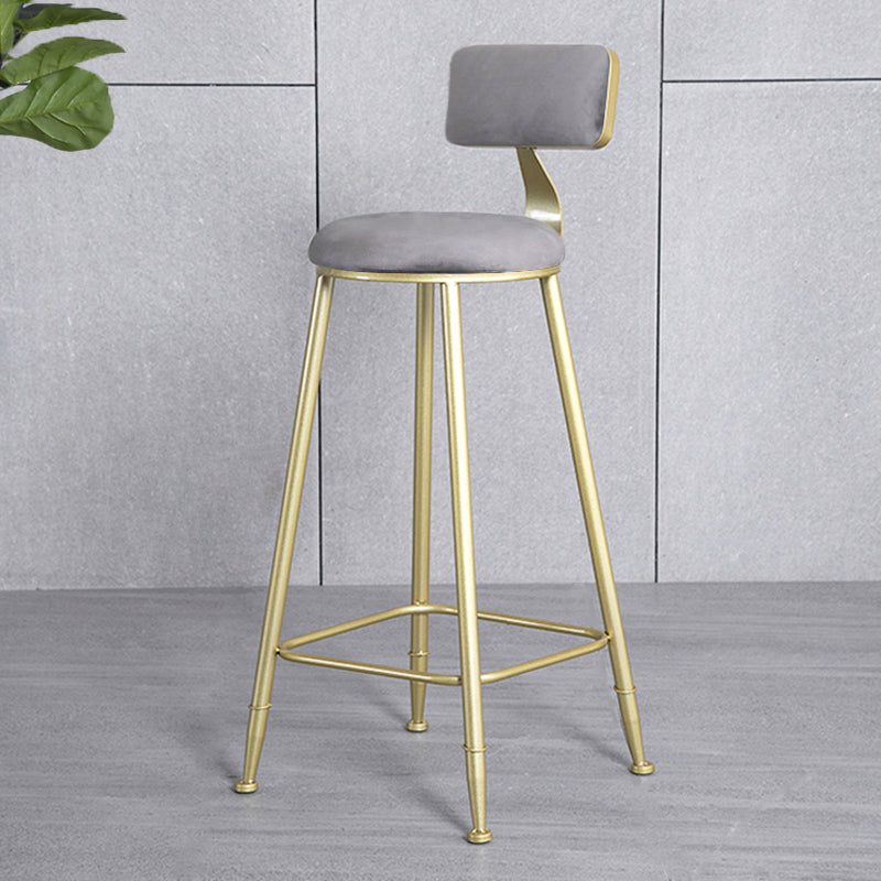Glam Backrest Armless Counter Stool Iron Beauty Shop Bar Stool with Suede Cushion Clearhalo 'Bar Furniture' 'Bar Stools' 'bar_stools' 'furn' 'furn_bar_stools' 'furniture_bar_stools' 'Kitchen & Dining Furniture' 'kitchen&dining_furn' 'kitchen' 'kitchen_furn' Furniture' 4183954