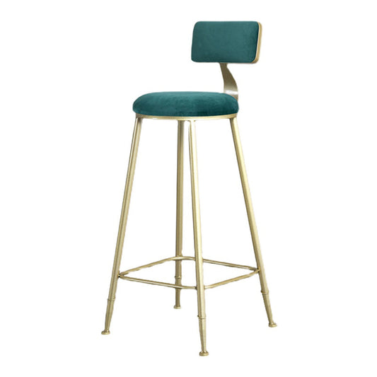 Glam Backrest Armless Counter Stool Iron Beauty Shop Bar Stool with Suede Cushion Clearhalo 'Bar Furniture' 'Bar Stools' 'bar_stools' 'furn' 'furn_bar_stools' 'furniture_bar_stools' 'Kitchen & Dining Furniture' 'kitchen&dining_furn' 'kitchen' 'kitchen_furn' Furniture' 4183957