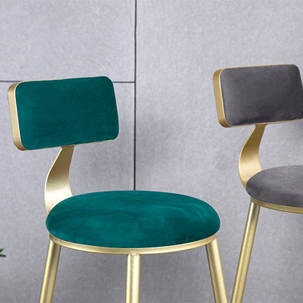 Glam Backrest Armless Counter Stool Iron Beauty Shop Bar Stool with Suede Cushion Clearhalo 'Bar Furniture' 'Bar Stools' 'bar_stools' 'furn' 'furn_bar_stools' 'furniture_bar_stools' 'Kitchen & Dining Furniture' 'kitchen&dining_furn' 'kitchen' 'kitchen_furn' Furniture' 4183959