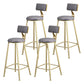 Glam Backrest Armless Counter Stool Iron Beauty Shop Bar Stool with Suede Cushion Grey 4 Piece Set Clearhalo 'Bar Furniture' 'Bar Stools' 'bar_stools' 'furn' 'furn_bar_stools' 'furniture_bar_stools' 'Kitchen & Dining Furniture' 'kitchen&dining_furn' 'kitchen' 'kitchen_furn' Furniture' 4183960