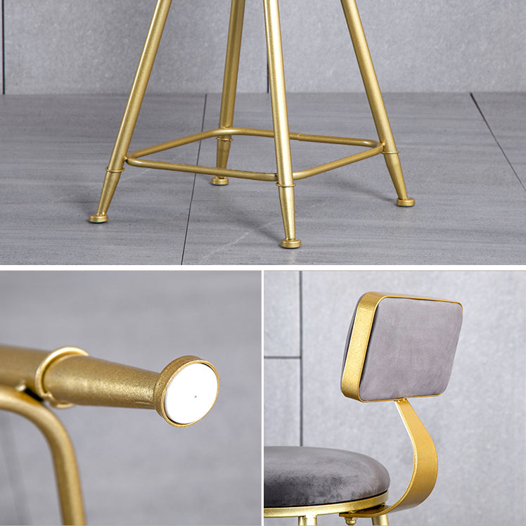 Glam Backrest Armless Counter Stool Iron Beauty Shop Bar Stool with Suede Cushion Clearhalo 'Bar Furniture' 'Bar Stools' 'bar_stools' 'furn' 'furn_bar_stools' 'furniture_bar_stools' 'Kitchen & Dining Furniture' 'kitchen&dining_furn' 'kitchen' 'kitchen_furn' Furniture' 4183961