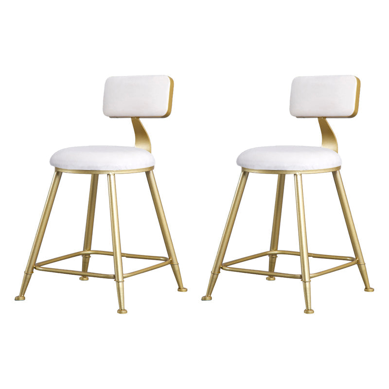Glam Backrest Armless Counter Stool Iron Beauty Shop Bar Stool with Suede Cushion White 2 Piece Set Short Stool(18"H) Clearhalo 'Bar Furniture' 'Bar Stools' 'bar_stools' 'furn' 'furn_bar_stools' 'furniture_bar_stools' 'Kitchen & Dining Furniture' 'kitchen&dining_furn' 'kitchen' 'kitchen_furn' Furniture' 4183962
