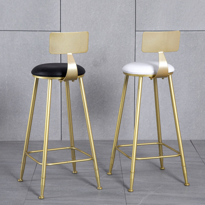 Glam Backrest Armless Counter Stool Iron Beauty Shop Bar Stool with Suede Cushion Clearhalo 'Bar Furniture' 'Bar Stools' 'bar_stools' 'furn' 'furn_bar_stools' 'furniture_bar_stools' 'Kitchen & Dining Furniture' 'kitchen&dining_furn' 'kitchen' 'kitchen_furn' Furniture' 4183963