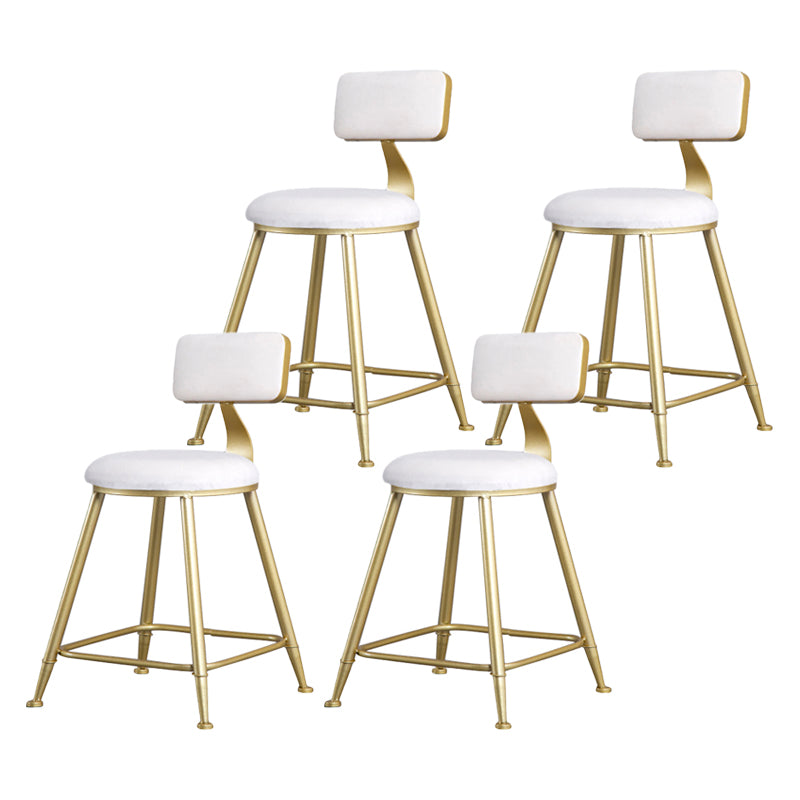 Glam Backrest Armless Counter Stool Iron Beauty Shop Bar Stool with Suede Cushion White 4 Piece Set Short Stool(18"H) Clearhalo 'Bar Furniture' 'Bar Stools' 'bar_stools' 'furn' 'furn_bar_stools' 'furniture_bar_stools' 'Kitchen & Dining Furniture' 'kitchen&dining_furn' 'kitchen' 'kitchen_furn' Furniture' 4183964