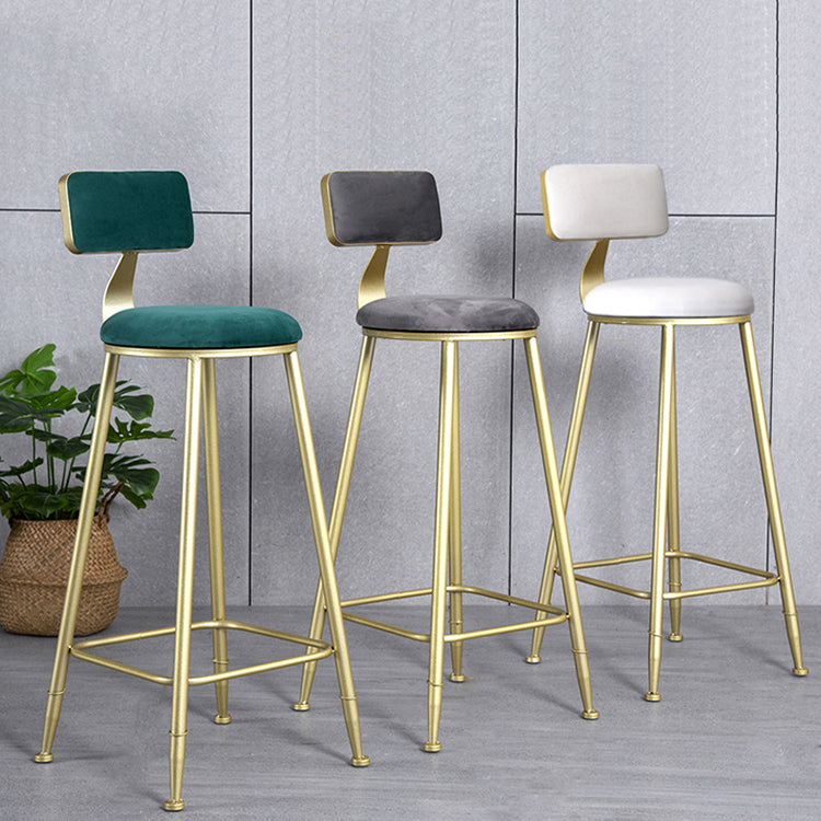 Glam Backrest Armless Counter Stool Iron Beauty Shop Bar Stool with Suede Cushion Clearhalo 'Bar Furniture' 'Bar Stools' 'bar_stools' 'furn' 'furn_bar_stools' 'furniture_bar_stools' 'Kitchen & Dining Furniture' 'kitchen&dining_furn' 'kitchen' 'kitchen_furn' Furniture' 4183965