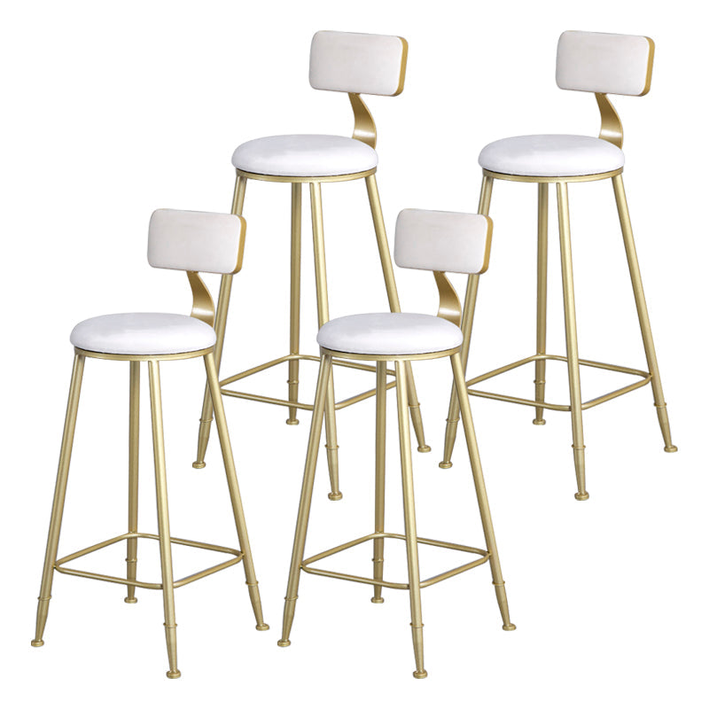 Glam Backrest Armless Counter Stool Iron Beauty Shop Bar Stool with Suede Cushion White 4 Piece Set Clearhalo 'Bar Furniture' 'Bar Stools' 'bar_stools' 'furn' 'furn_bar_stools' 'furniture_bar_stools' 'Kitchen & Dining Furniture' 'kitchen&dining_furn' 'kitchen' 'kitchen_furn' Furniture' 4183967