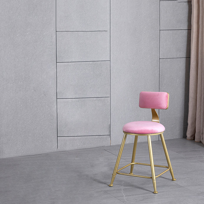 Glam Backrest Armless Counter Stool Iron Beauty Shop Bar Stool with Suede Cushion Clearhalo 'Bar Furniture' 'Bar Stools' 'bar_stools' 'furn' 'furn_bar_stools' 'furniture_bar_stools' 'Kitchen & Dining Furniture' 'kitchen&dining_furn' 'kitchen' 'kitchen_furn' Furniture' 4183969