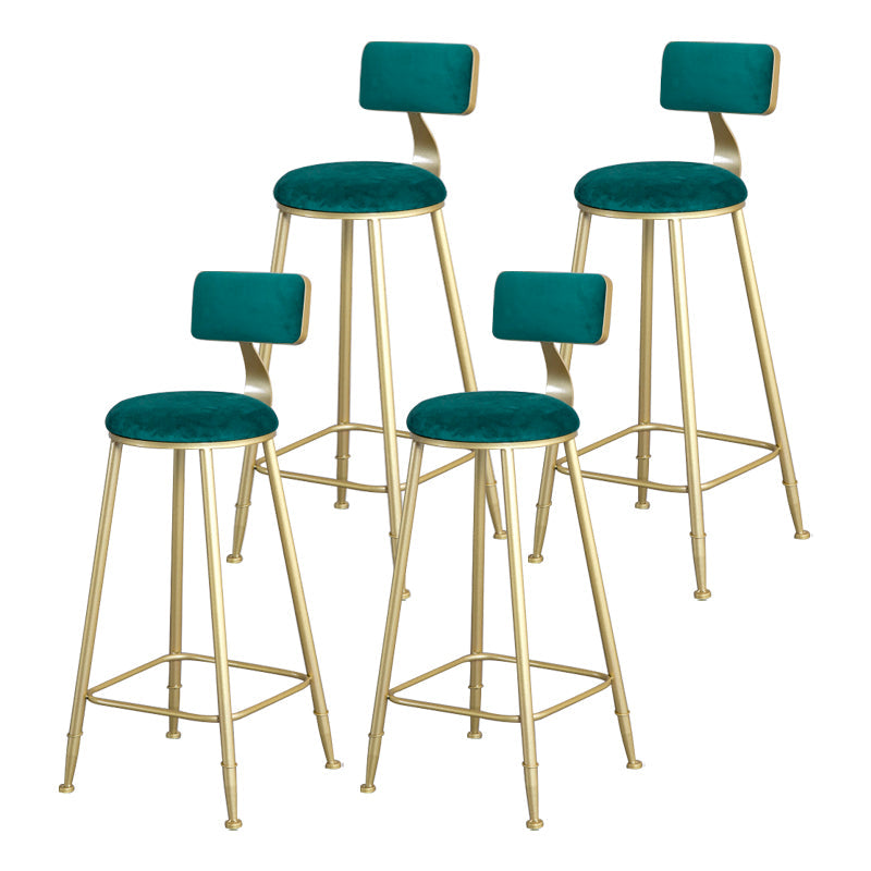 Glam Backrest Armless Counter Stool Iron Beauty Shop Bar Stool with Suede Cushion Green 4 Piece Set Clearhalo 'Bar Furniture' 'Bar Stools' 'bar_stools' 'furn' 'furn_bar_stools' 'furniture_bar_stools' 'Kitchen & Dining Furniture' 'kitchen&dining_furn' 'kitchen' 'kitchen_furn' Furniture' 4183973