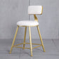 Glam Backrest Armless Counter Stool Iron Beauty Shop Bar Stool with Suede Cushion White 1 Piece Short Stool(18"H) Clearhalo 'Bar Furniture' 'Bar Stools' 'bar_stools' 'furn' 'furn_bar_stools' 'furniture_bar_stools' 'Kitchen & Dining Furniture' 'kitchen&dining_furn' 'kitchen' 'kitchen_furn' Furniture' 4183975