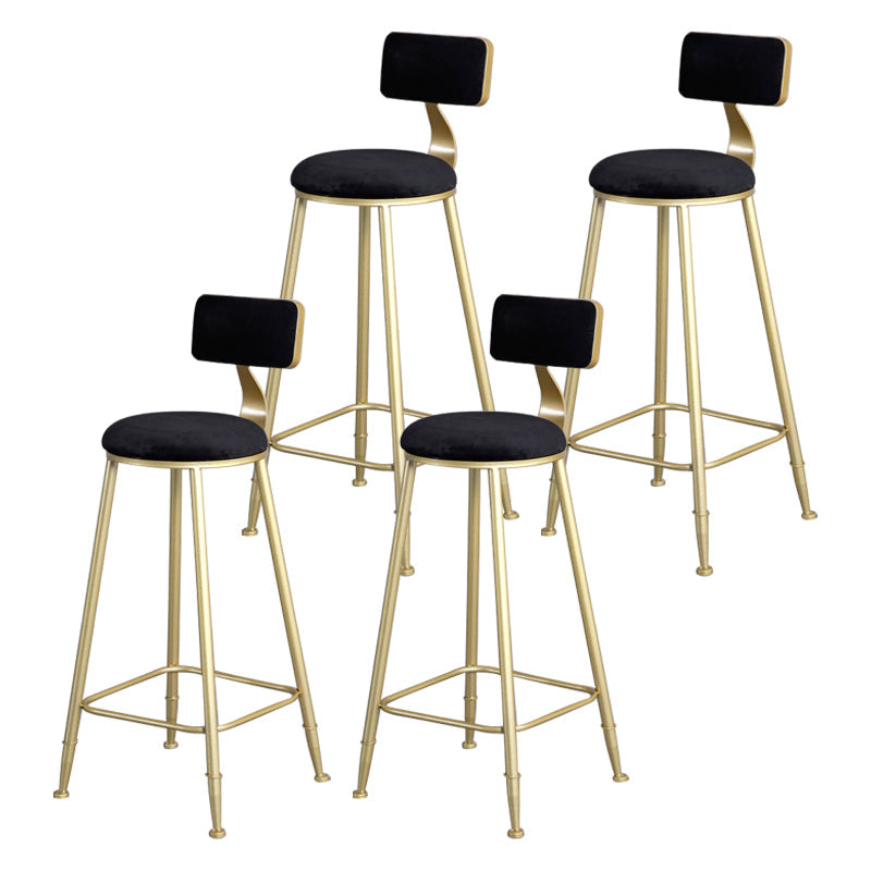 Glam Backrest Armless Counter Stool Iron Beauty Shop Bar Stool with Suede Cushion Black 4 Piece Set Clearhalo 'Bar Furniture' 'Bar Stools' 'bar_stools' 'furn' 'furn_bar_stools' 'furniture_bar_stools' 'Kitchen & Dining Furniture' 'kitchen&dining_furn' 'kitchen' 'kitchen_furn' Furniture' 4183977
