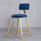 Glam Backrest Armless Counter Stool Iron Beauty Shop Bar Stool with Suede Cushion Blue 1 Piece Short Stool(18"H) Clearhalo 'Bar Furniture' 'Bar Stools' 'bar_stools' 'furn' 'furn_bar_stools' 'furniture_bar_stools' 'Kitchen & Dining Furniture' 'kitchen&dining_furn' 'kitchen' 'kitchen_furn' Furniture' 4183979