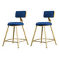 Glam Backrest Armless Counter Stool Iron Beauty Shop Bar Stool with Suede Cushion Blue 2 Piece Set Short Stool(18"H) Clearhalo 'Bar Furniture' 'Bar Stools' 'bar_stools' 'furn' 'furn_bar_stools' 'furniture_bar_stools' 'Kitchen & Dining Furniture' 'kitchen&dining_furn' 'kitchen' 'kitchen_furn' Furniture' 4183980