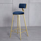 Glam Backrest Armless Counter Stool Iron Beauty Shop Bar Stool with Suede Cushion Blue 1 Piece Clearhalo 'Bar Furniture' 'Bar Stools' 'bar_stools' 'furn' 'furn_bar_stools' 'furniture_bar_stools' 'Kitchen & Dining Furniture' 'kitchen&dining_furn' 'kitchen' 'kitchen_furn' Furniture' 4183982