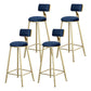 Glam Backrest Armless Counter Stool Iron Beauty Shop Bar Stool with Suede Cushion Blue 4 Piece Set Clearhalo 'Bar Furniture' 'Bar Stools' 'bar_stools' 'furn' 'furn_bar_stools' 'furniture_bar_stools' 'Kitchen & Dining Furniture' 'kitchen&dining_furn' 'kitchen' 'kitchen_furn' Furniture' 4183984