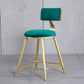 Glam Backrest Armless Counter Stool Iron Beauty Shop Bar Stool with Suede Cushion Green 1 Piece Short Stool(18"H) Clearhalo 'Bar Furniture' 'Bar Stools' 'bar_stools' 'furn' 'furn_bar_stools' 'furniture_bar_stools' 'Kitchen & Dining Furniture' 'kitchen&dining_furn' 'kitchen' 'kitchen_furn' Furniture' 4183988