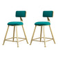 Glam Backrest Armless Counter Stool Iron Beauty Shop Bar Stool with Suede Cushion Green 2 Piece Set Short Stool(18"H) Clearhalo 'Bar Furniture' 'Bar Stools' 'bar_stools' 'furn' 'furn_bar_stools' 'furniture_bar_stools' 'Kitchen & Dining Furniture' 'kitchen&dining_furn' 'kitchen' 'kitchen_furn' Furniture' 4183989